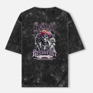 UrbanNova rebirth resilience oversized acid wash t-shirt streetwear design