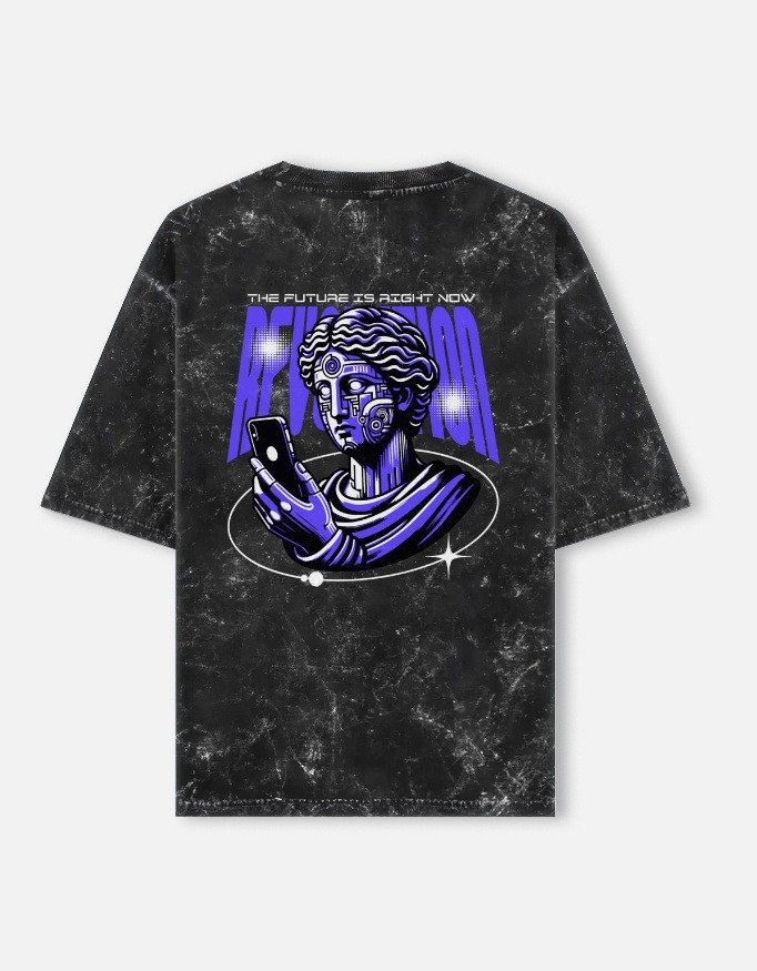 UrbanNova neo vision acid wash oversized t-shirt streetwear graphic tee