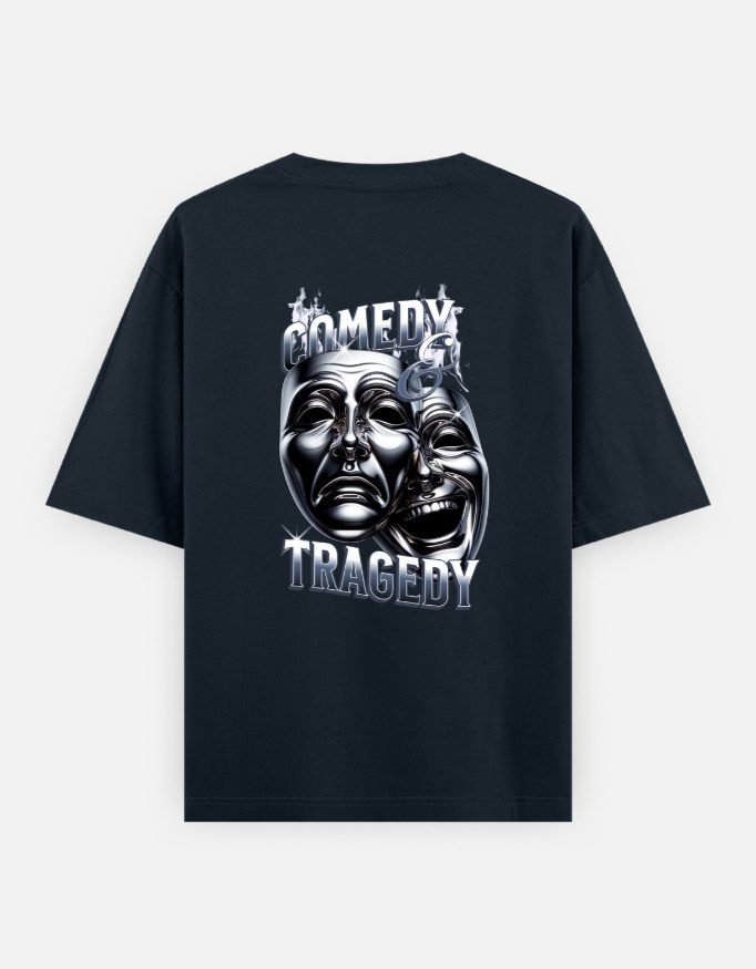 UrbanNova Comedy Tragedy oversized t-shirt artistic mask streetwear