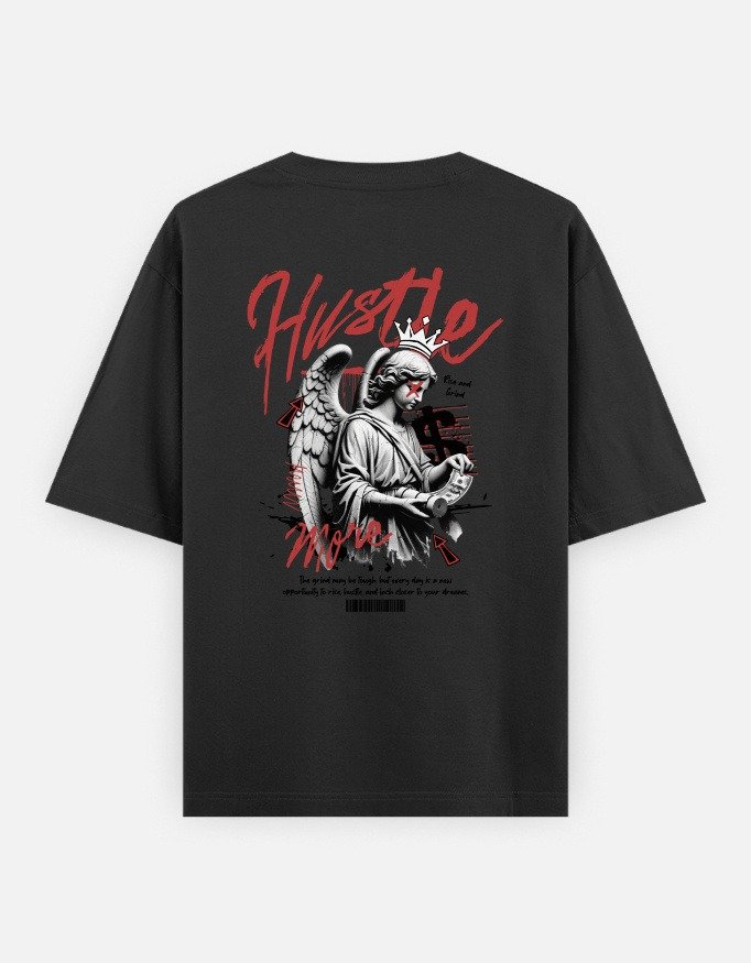 hustle more oversized tshirt motivational graphic streetwear india